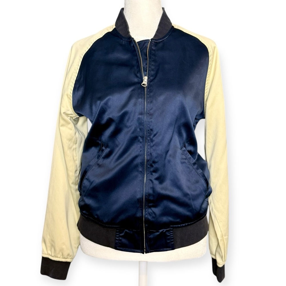 Women’s Levi’s Retro Satin Varsity/Bomber Jacket, Navy/Champagne, Size XS